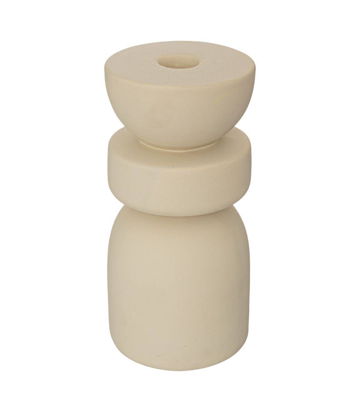 Bougeoir Chandelier en Céramique Beige H 18 cm - Imagen 1