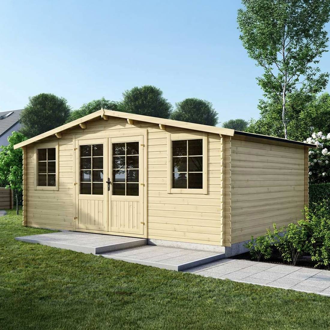 Altanka - Abri de jardin en bois - 25m2 - 5x5m - Ep. 40mm - Couleur: naturel - DOM612 - ALTANKA