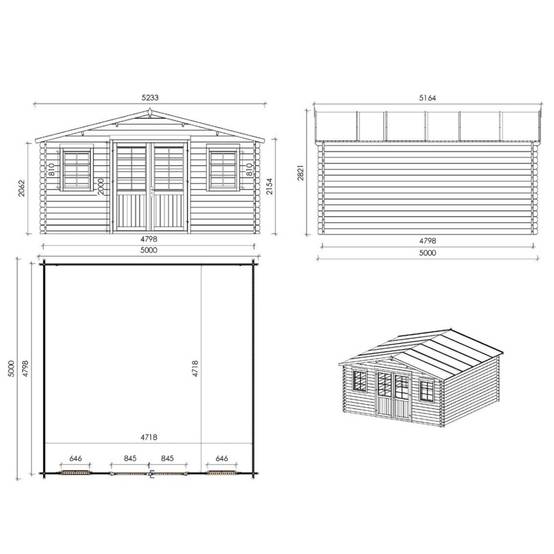 Altanka - Abri de jardin en bois - 25m2 - 5x5m - Ep. 40mm - Couleur: naturel - DOM612 - ALTANKA - Image 4