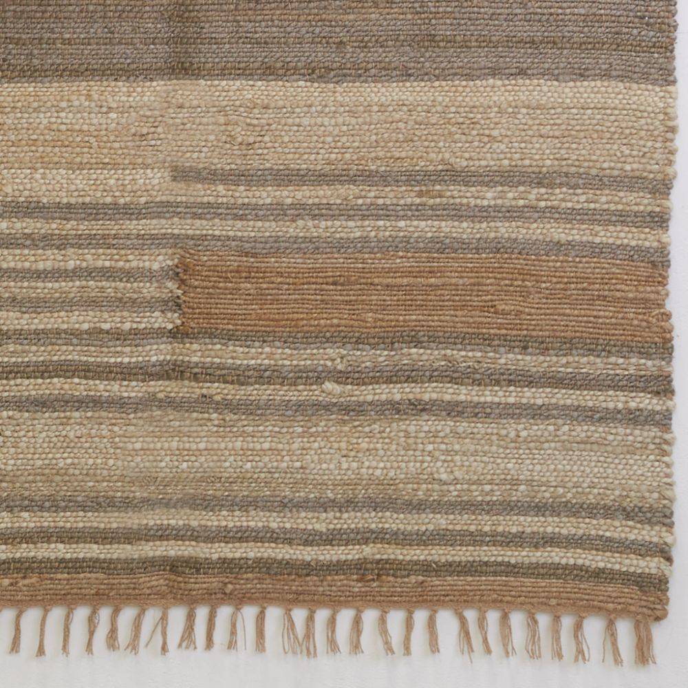 Aubry Gaspard - Tapis en jute naturel et coton naturel et teinté Ethnique Naturel et gris - 120 x 180 cm - Imagen 2