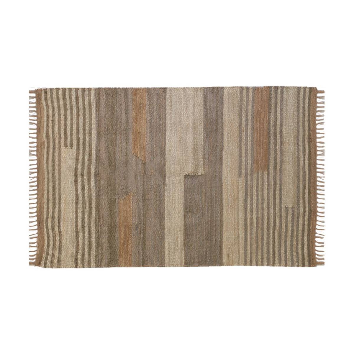 Aubry Gaspard - Tapis en jute naturel et coton naturel et teinté Ethnique Naturel et gris - 120 x 180 cm - Imagen 1