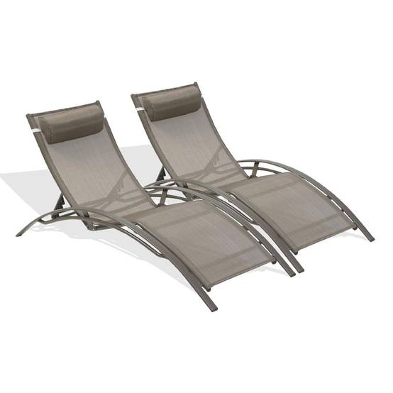 Dcb Garden - Lot de 2 Bains de Soleil "Cloé" 170cm Cappuccino - Image 1