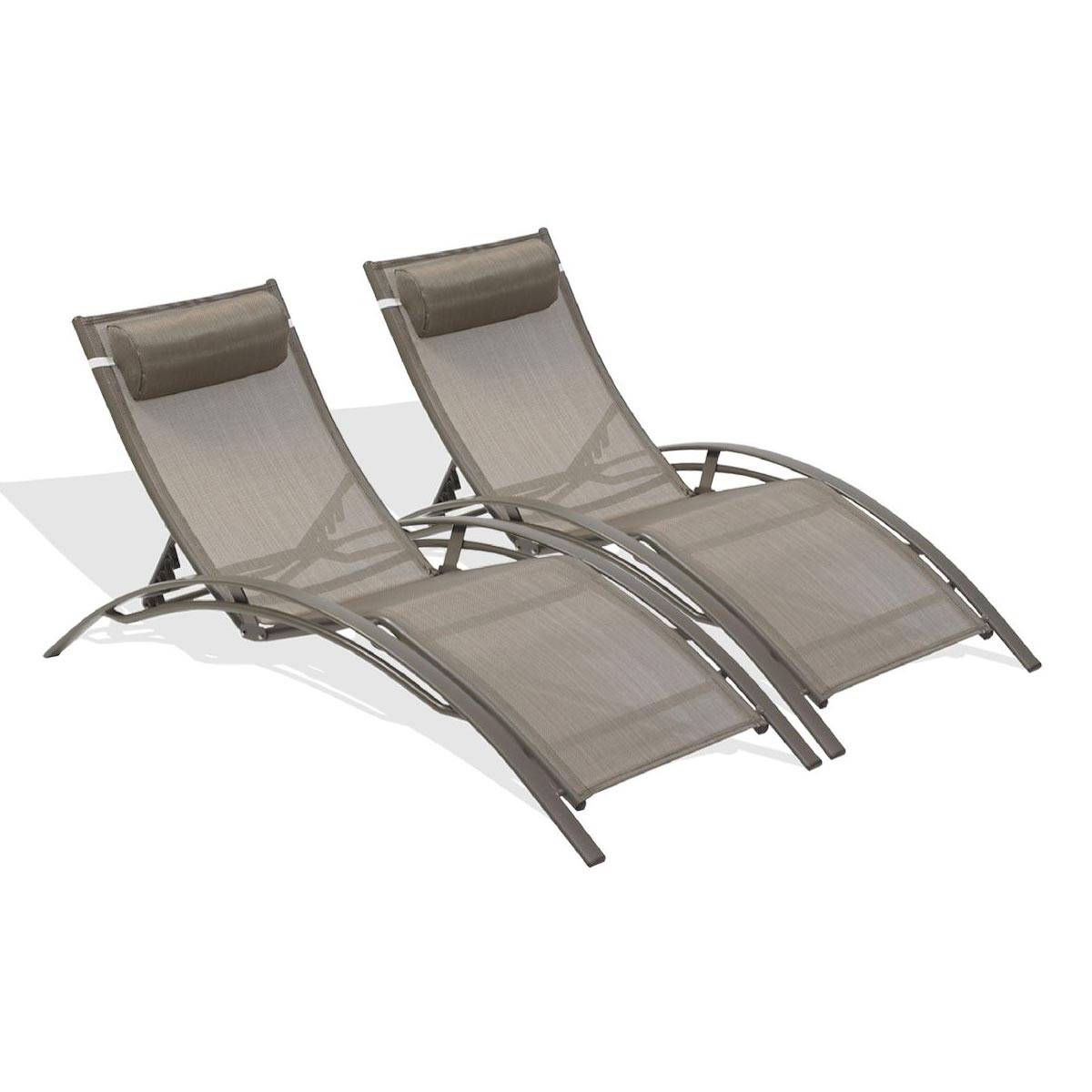 Dcb Garden - Lot de 2 Bains de Soleil "Cloé" 170cm Cappuccino - Image 1