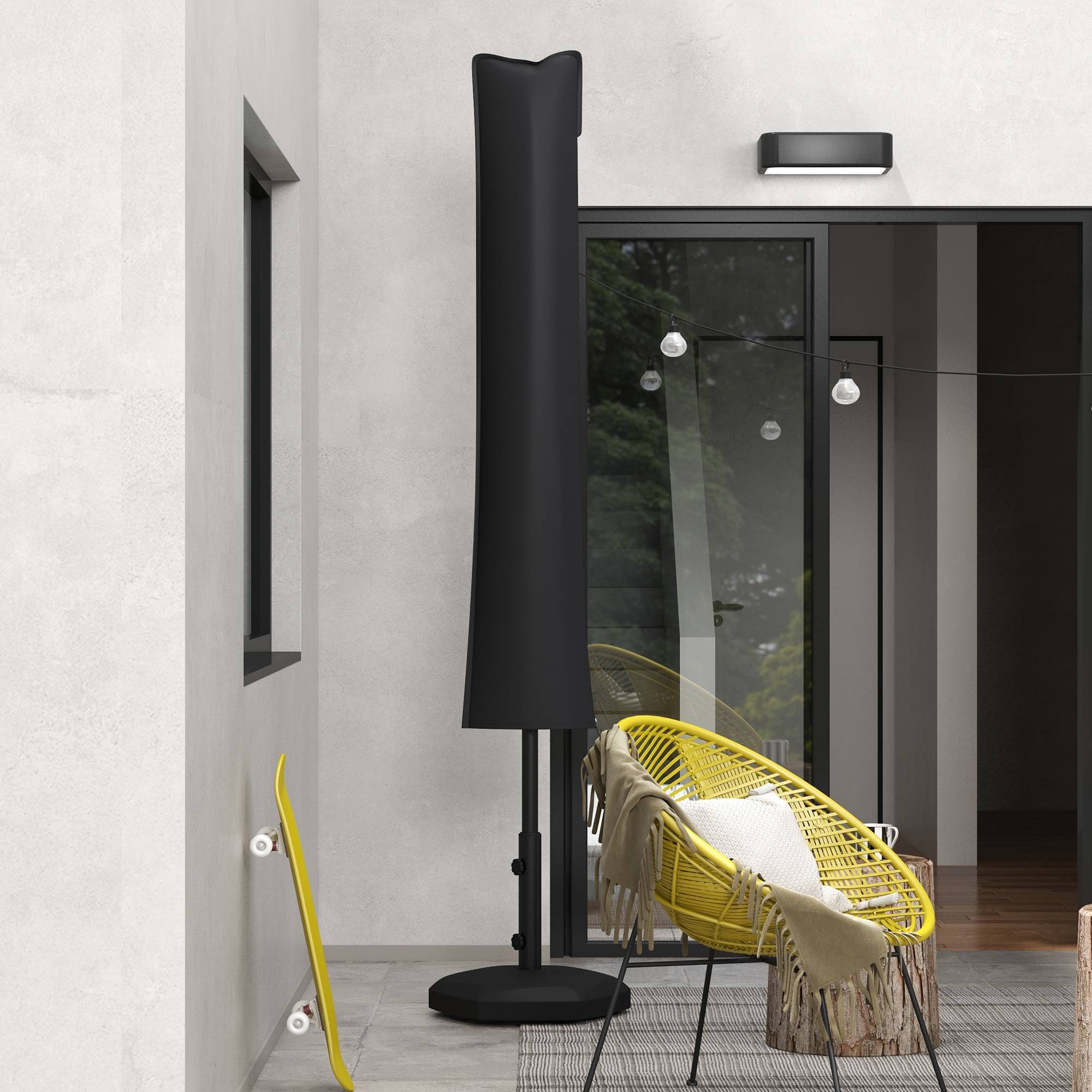Housse de protection pour parasol droit en polyester oxford 420D noir 35 x 25 x 178 cm - PANGIVO - Image 9