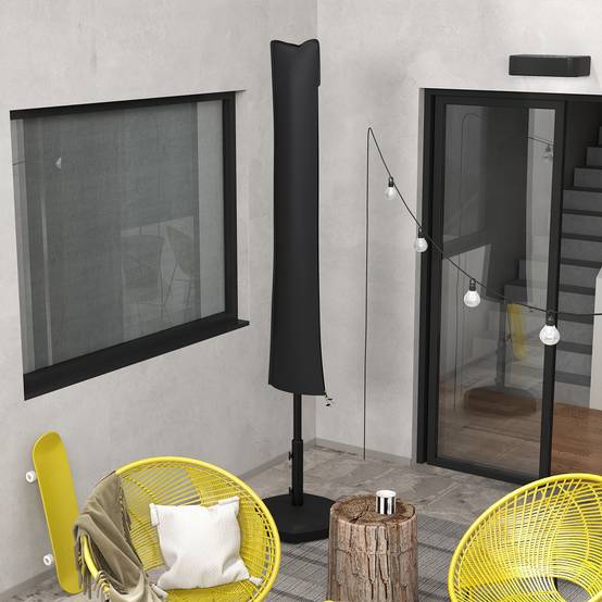 Housse de protection pour parasol droit en polyester oxford 420D noir 35 x 25 x 178 cm - PANGIVO - Image 3