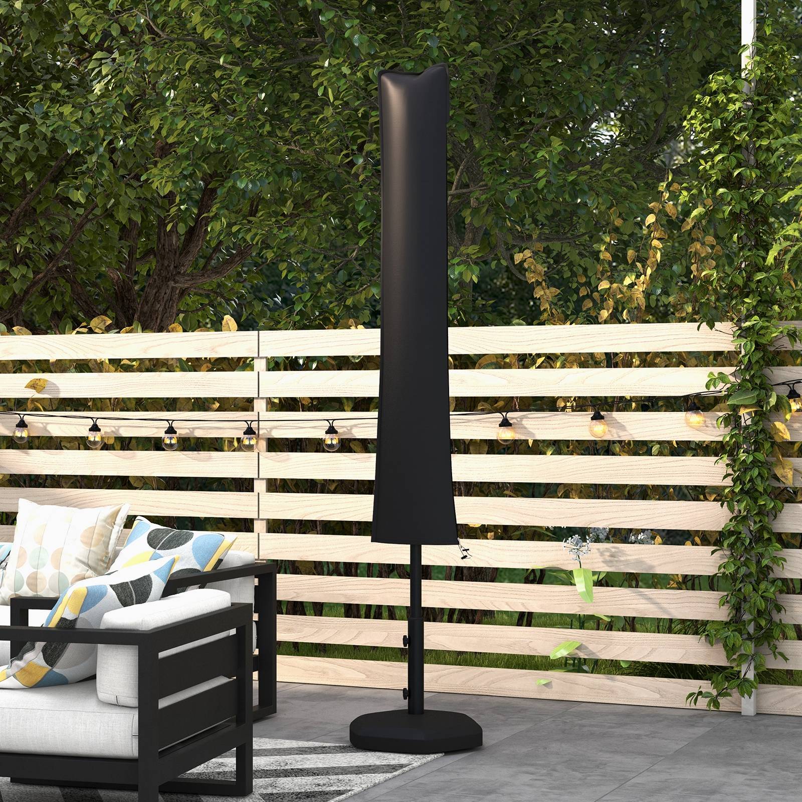 Housse de protection pour parasol droit en polyester oxford 420D noir 35 x 25 x 178 cm - PANGIVO - Image 4
