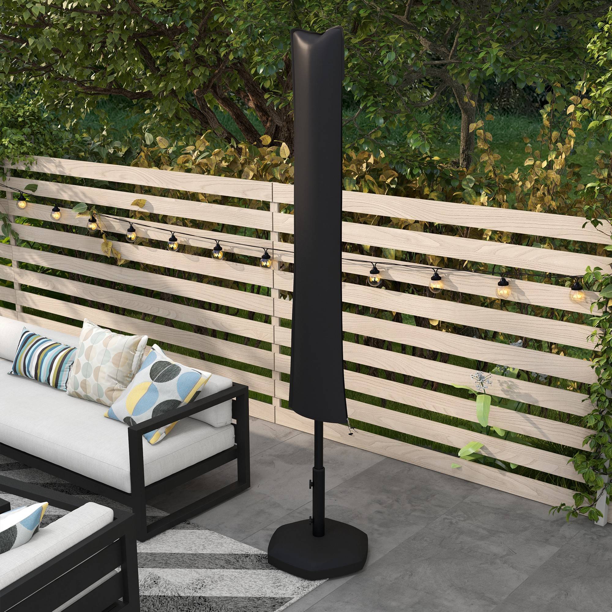 Housse de protection pour parasol droit en polyester oxford 420D noir 35 x 25 x 178 cm - PANGIVO - Image 8