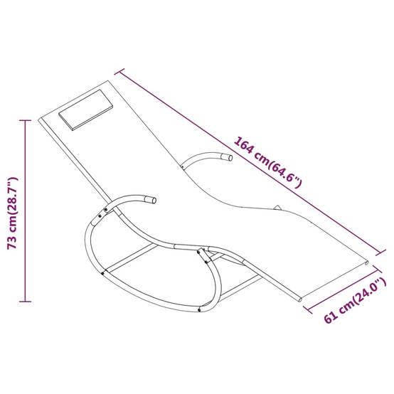 Helloshop26 - Transat chaise longue bain de soleil lit de jardin terrasse meuble d'extérieur à bascule 164 acier et textilène gris - Imagen 5