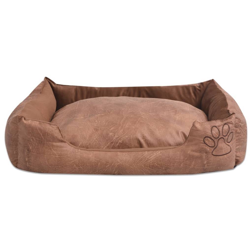 Vidaxl - Lit pour chiens avec coussin Cuir artificiel PU Taille S Beige vidaXL 170425 - Imagen 2