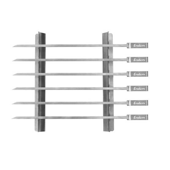 Set de 6 brochettes avec support pour barbecues - ENDERS - Accessoires barbecues - brochettes Grillades