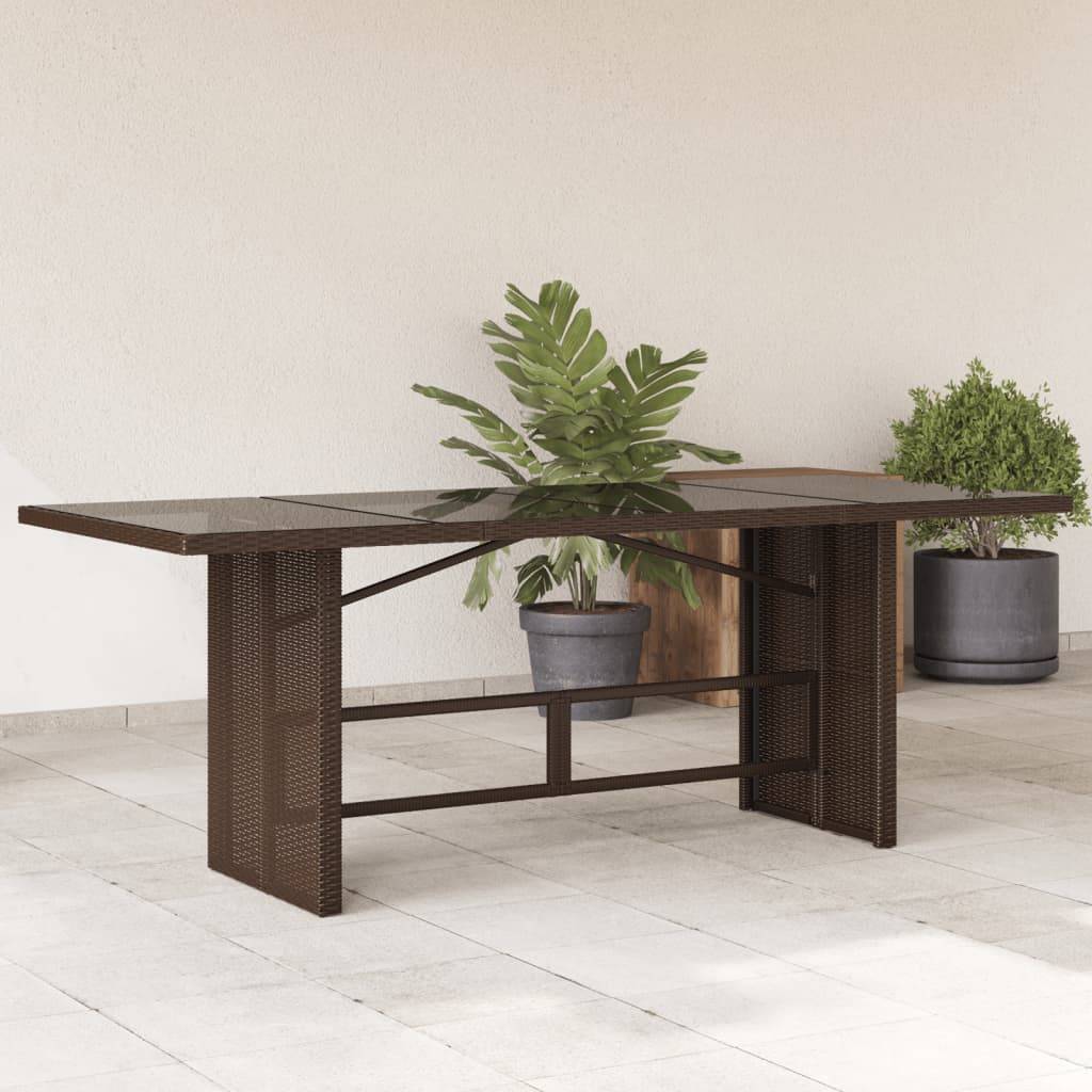 PANGIVO - Table de jardin résine tressée verre marron 190 x 80 x 75 cm - PANGIVO - Image 1