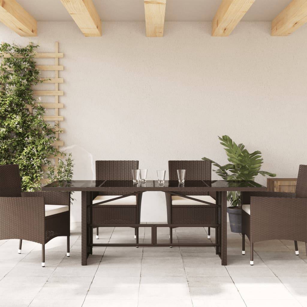 PANGIVO - Table de jardin résine tressée verre marron 190 x 80 x 75 cm - PANGIVO - Image 3
