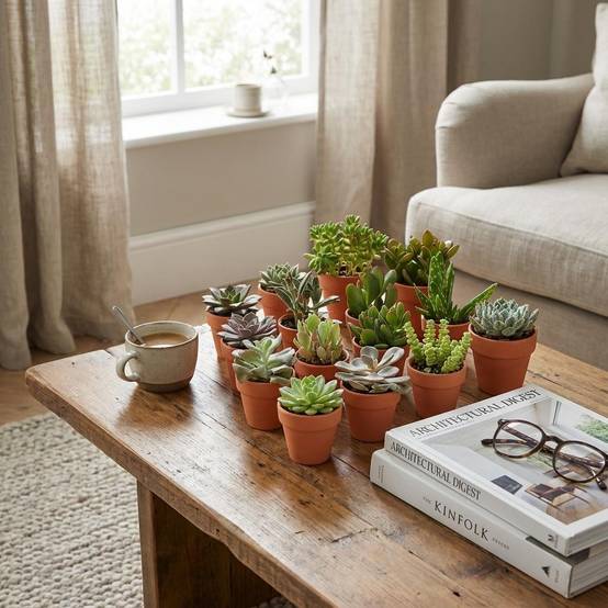 Mini Mélange de Succulentes - Pot de 8cm - Hauteur: 5-10 cm - pots en terre cuite - 12 plantes - Plantes d'intérieur - Image 2