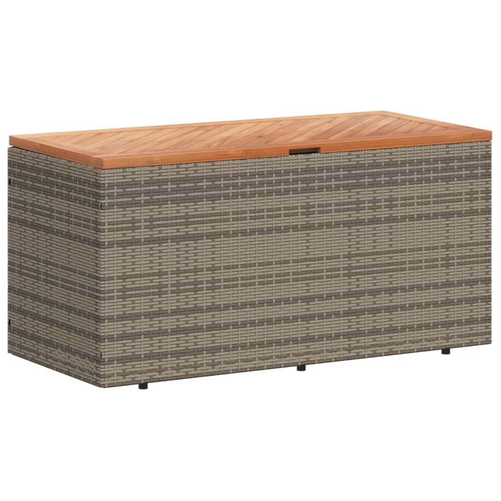 Coffre de rangement - Boîte de rangement extérieure - Coffre de jardin gris résine tressée bois d'acacia-JU12075 - Image 1