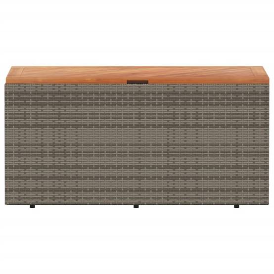 Coffre de rangement - Boîte de rangement extérieure - Coffre de jardin gris résine tressée bois d'acacia-JU12075 - Image 4