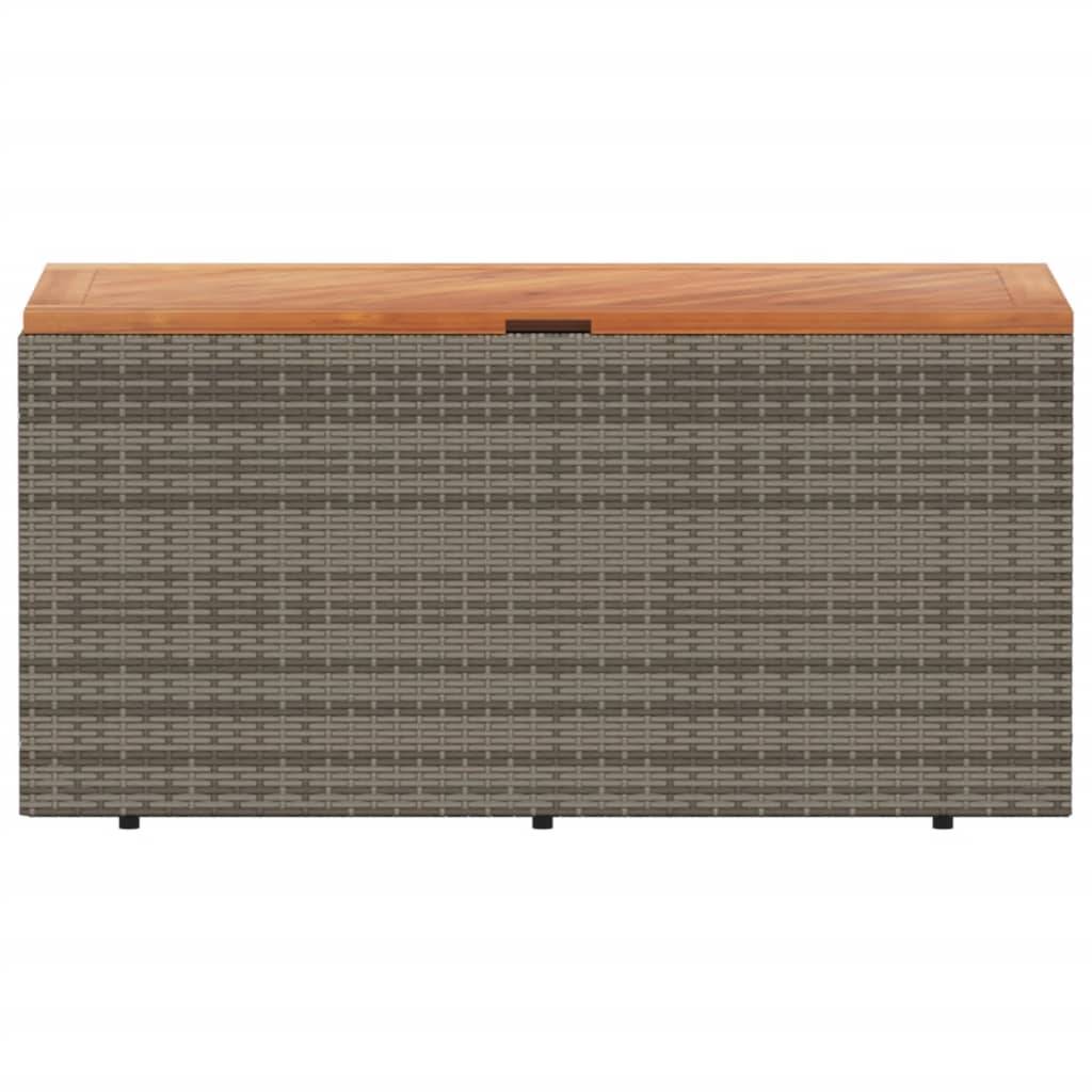 Coffre de rangement - Boîte de rangement extérieure - Coffre de jardin gris résine tressée bois d'acacia-JU12075 - Image 4