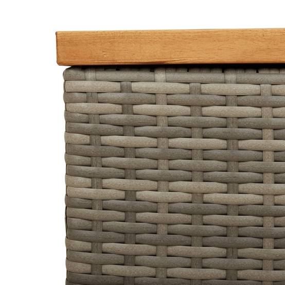 Coffre de rangement - Boîte de rangement extérieure - Coffre de jardin gris résine tressée bois d'acacia-JU12075 - Image 9
