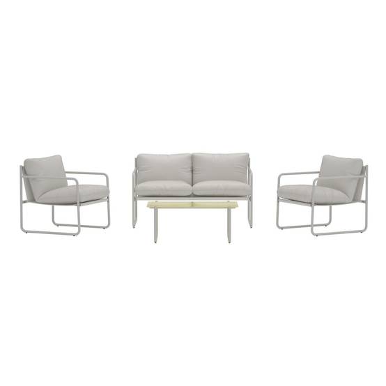 Paris Prix - Salon de Jardin 4 Places "Thassos" 128cm Gris - Image 2