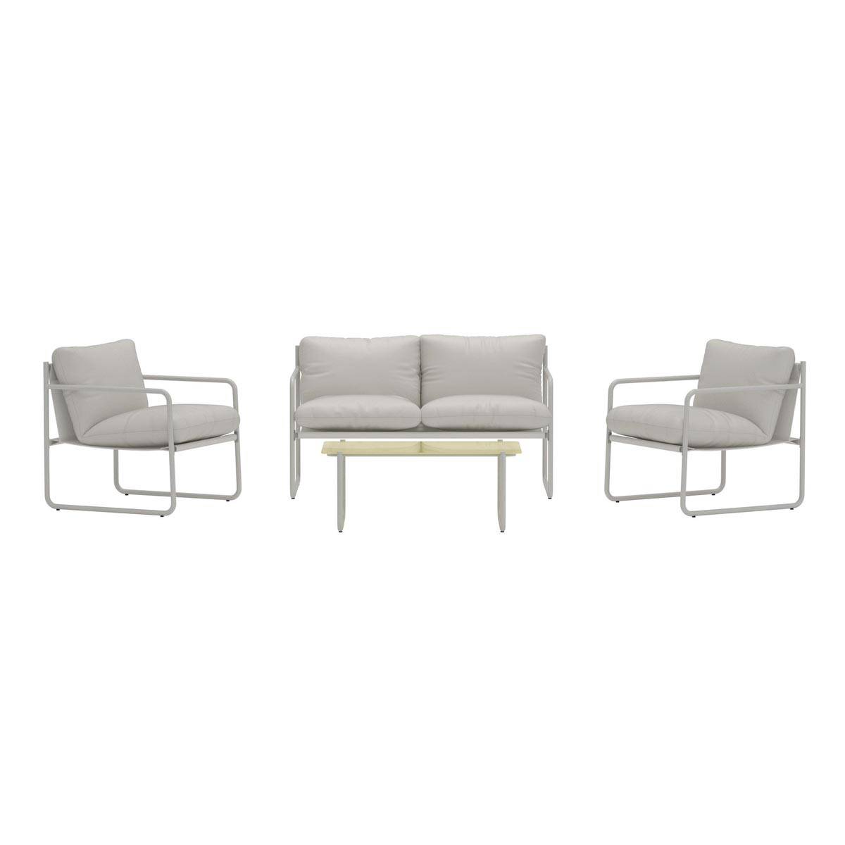 Paris Prix - Salon de Jardin 4 Places "Thassos" 128cm Gris - Image 2