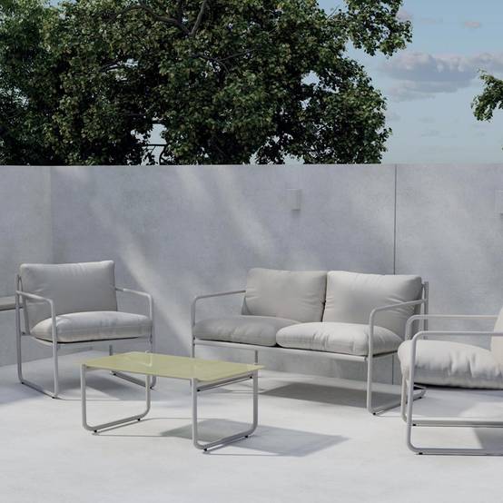 Paris Prix - Salon de Jardin 4 Places "Thassos" 128cm Gris - Image 3