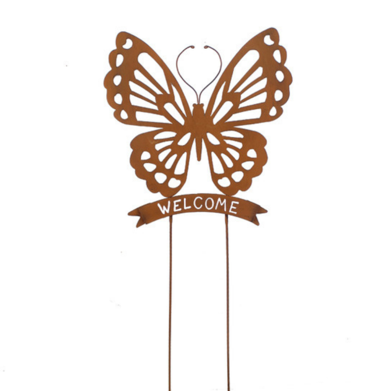 Fleur - Papillon en métal - Déco jardin 84cm - Fleur