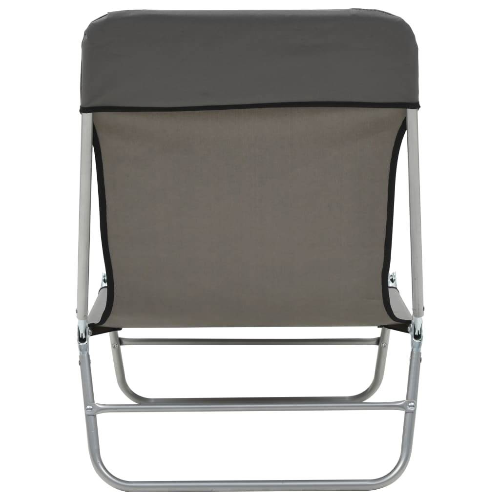 Helloshop26 - Chaises longues 182 cm pliables 2 pièces acier et tissu gris - Imagen 7