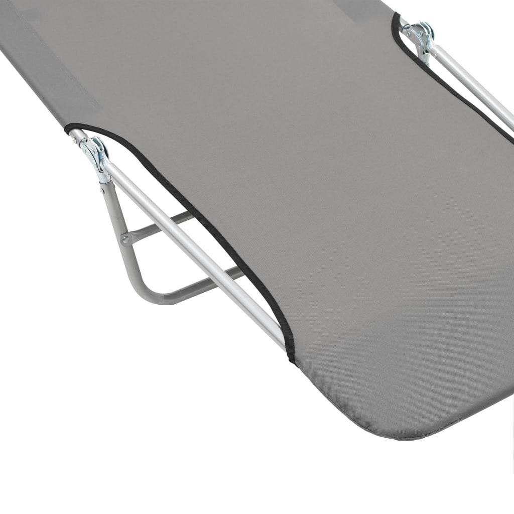 Helloshop26 - Chaises longues 182 cm pliables 2 pièces acier et tissu gris - Imagen 8