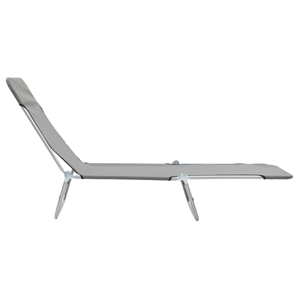 Helloshop26 - Chaises longues 182 cm pliables 2 pièces acier et tissu gris - Imagen 6