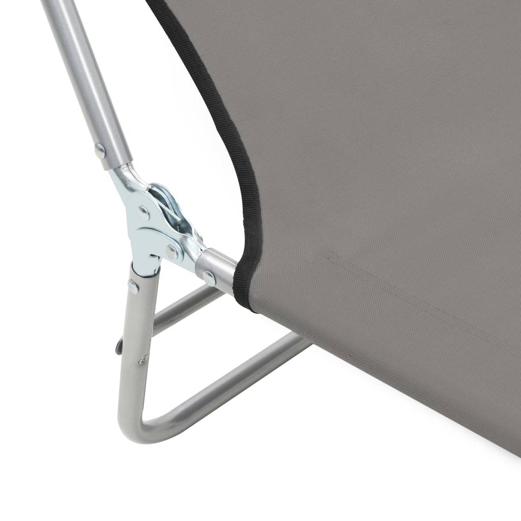 Helloshop26 - Chaises longues 182 cm pliables 2 pièces acier et tissu gris - Imagen 9