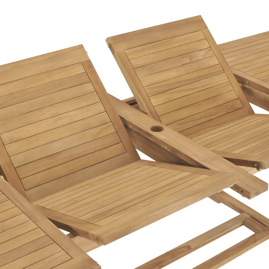 Table extensible de jardin Teck solide 180-280 x 100 x 75 cm - PANGIVO - Image 6