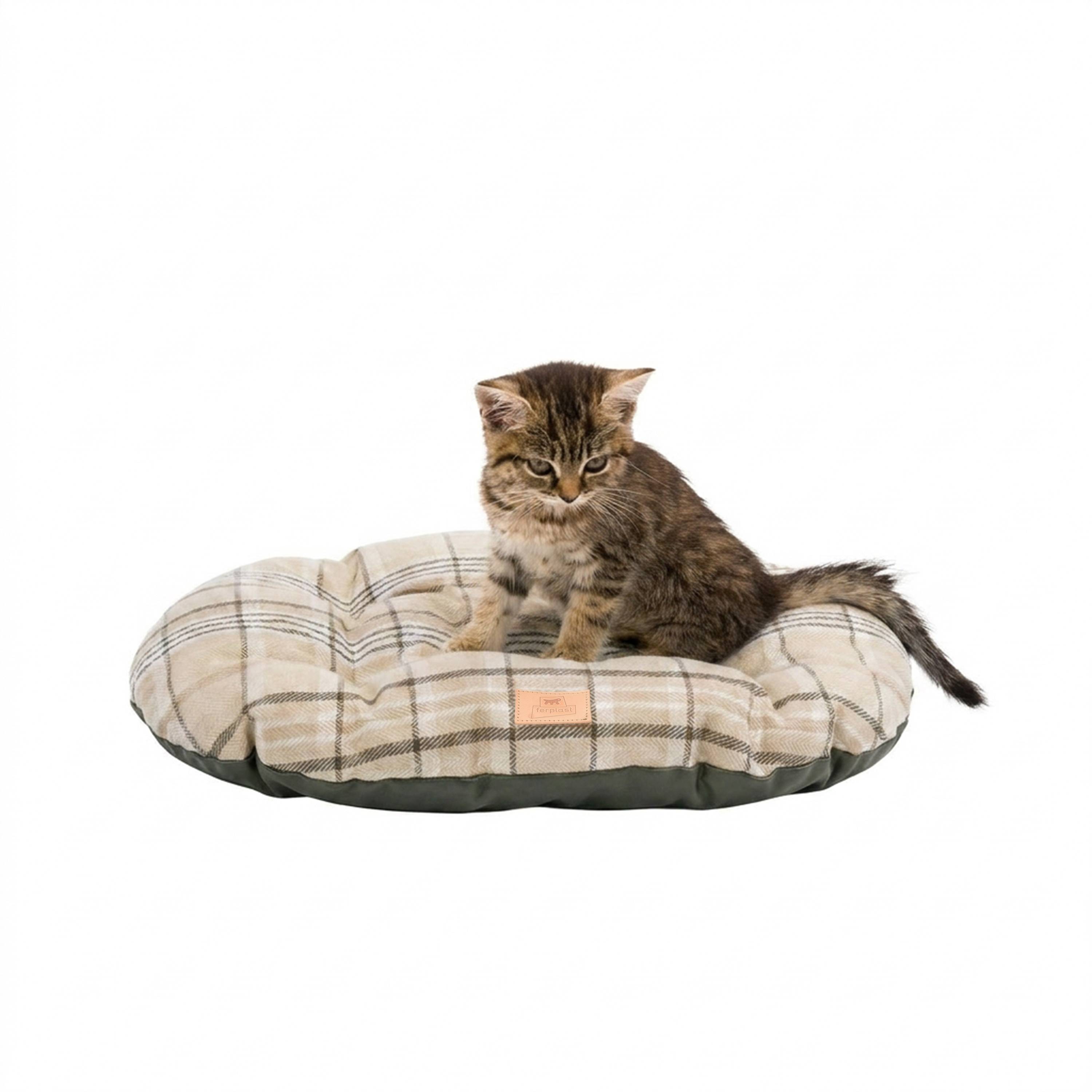 Ferplast - Coussin rembourré pour chiens et chats SCOTT 45/2, double-face, écossais, velours doux, lavable, Marron - Imagen 5
