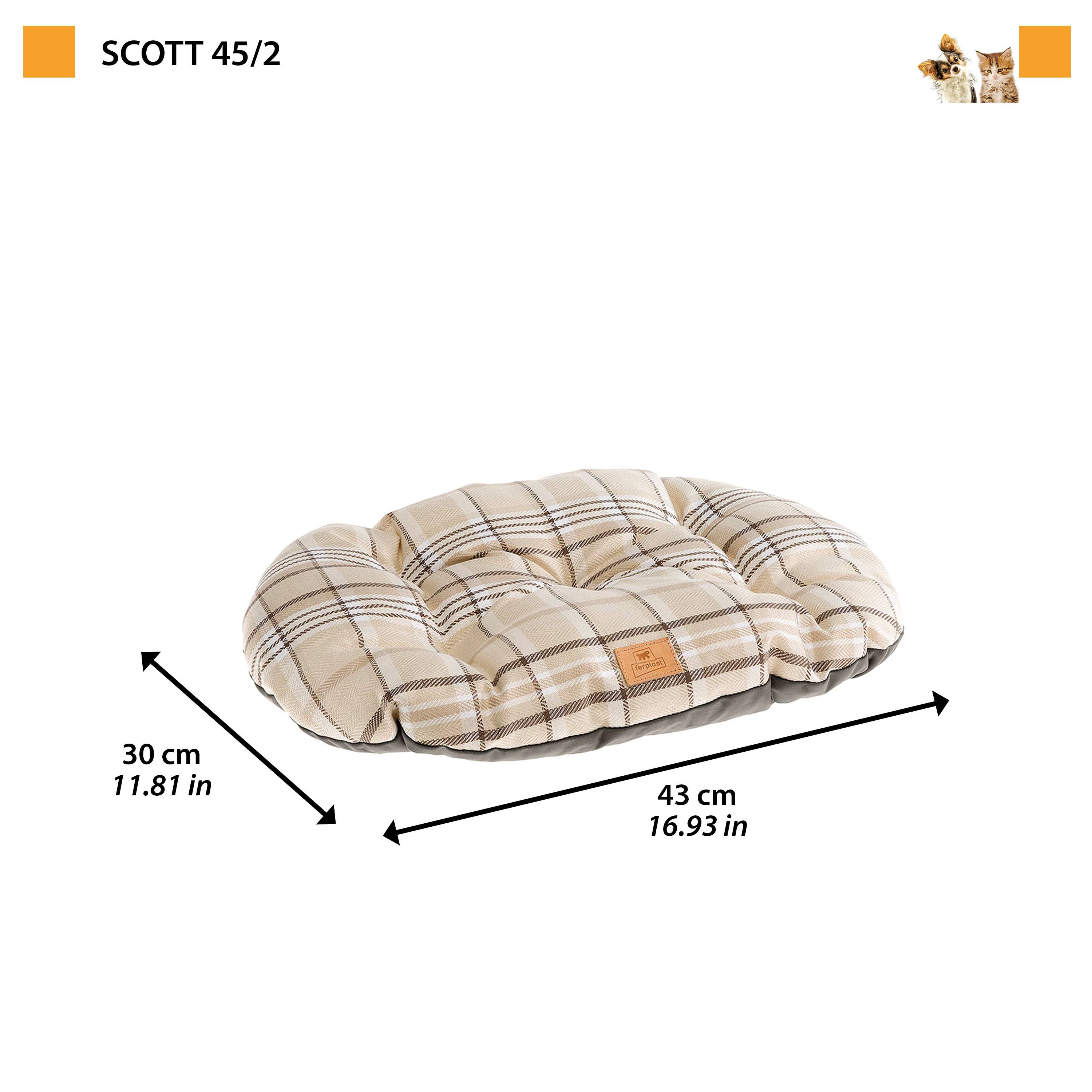 Ferplast - Coussin rembourré pour chiens et chats SCOTT 45/2, double-face, écossais, velours doux, lavable, Marron - Imagen 2