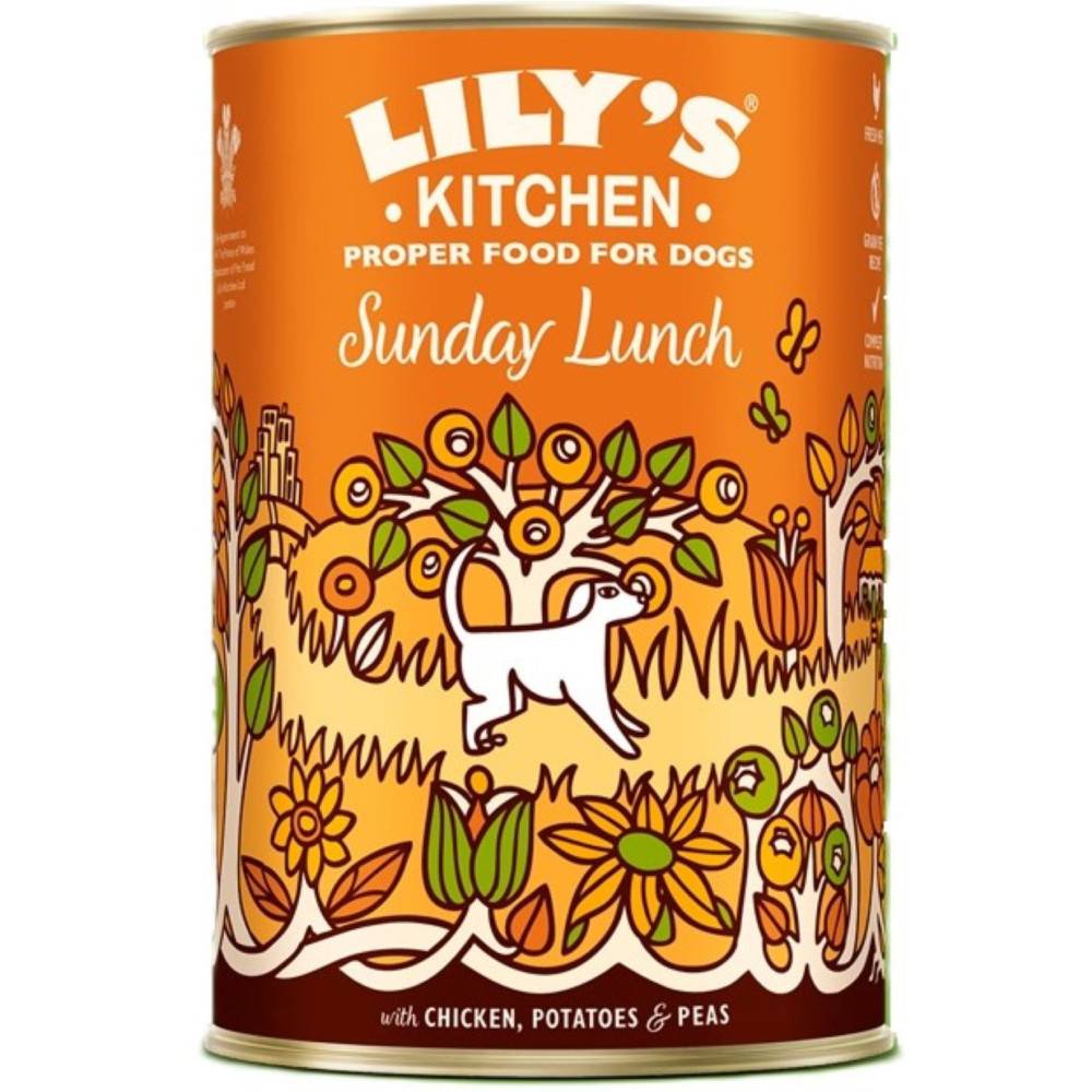 Pâtée pour chien poulet, pois et pomme de terre. 400G Sunday Lunch LILY'S KITCHEN
