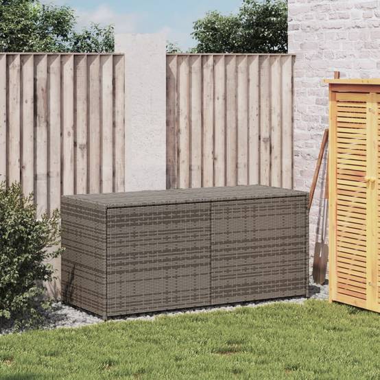 Coffre de rangement - Boîte de rangement extérieure - Coffre de jardin gris 283L résine tressée - Image 3
