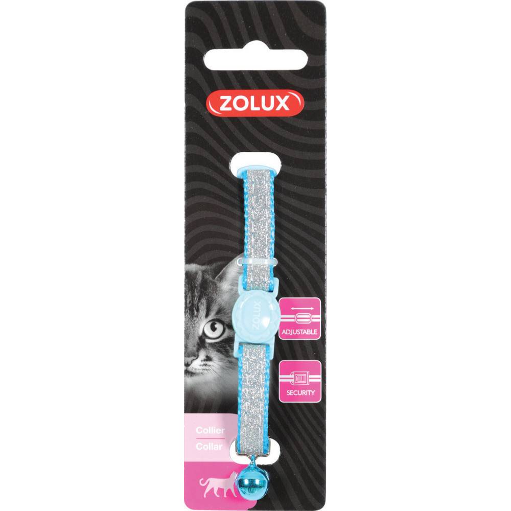 Zolux - Collier SHINY nylon réglable de 17 à 30 cm bleu  pour chat - Imagen 2
