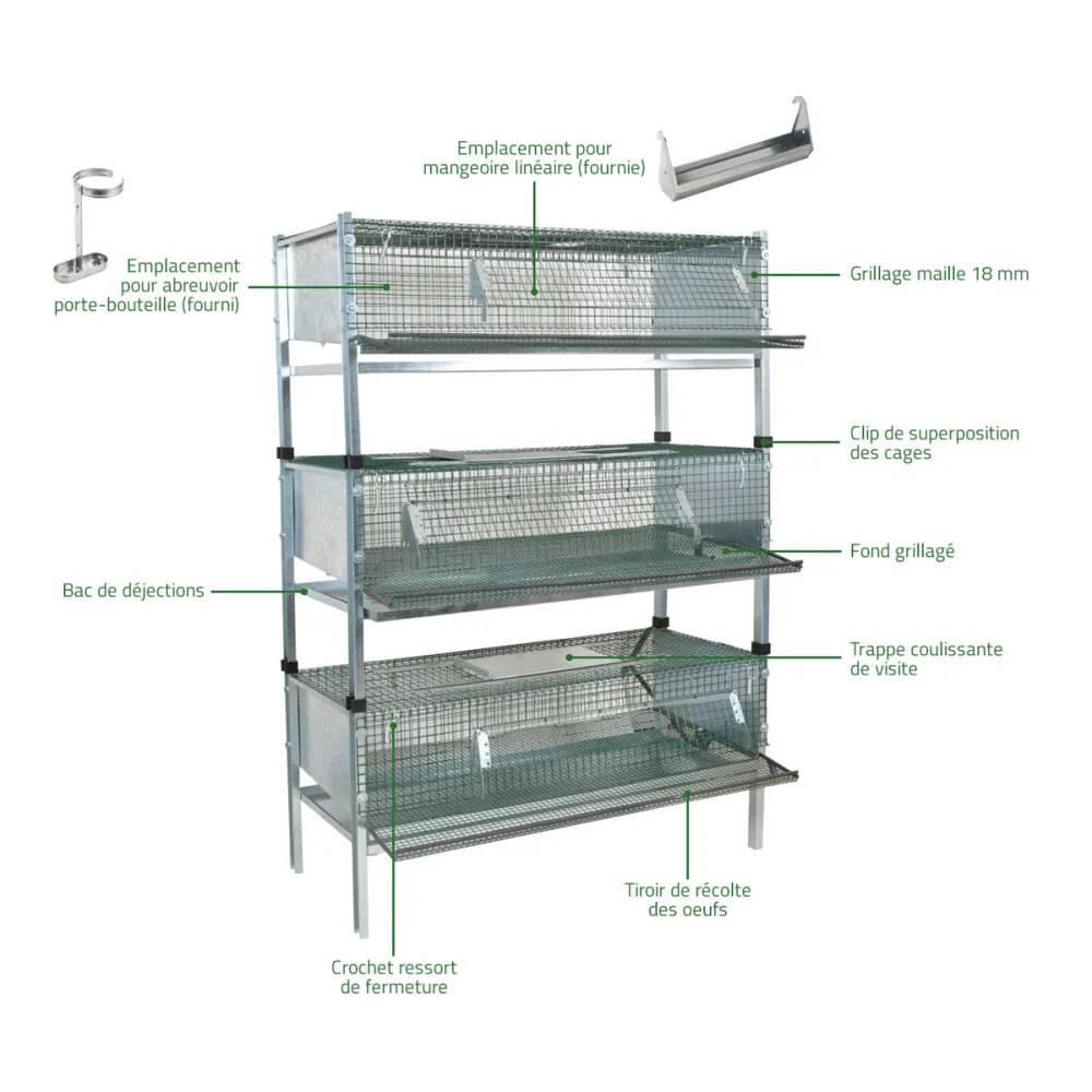 Kit 3 cages cailles pondeuses - Image 4