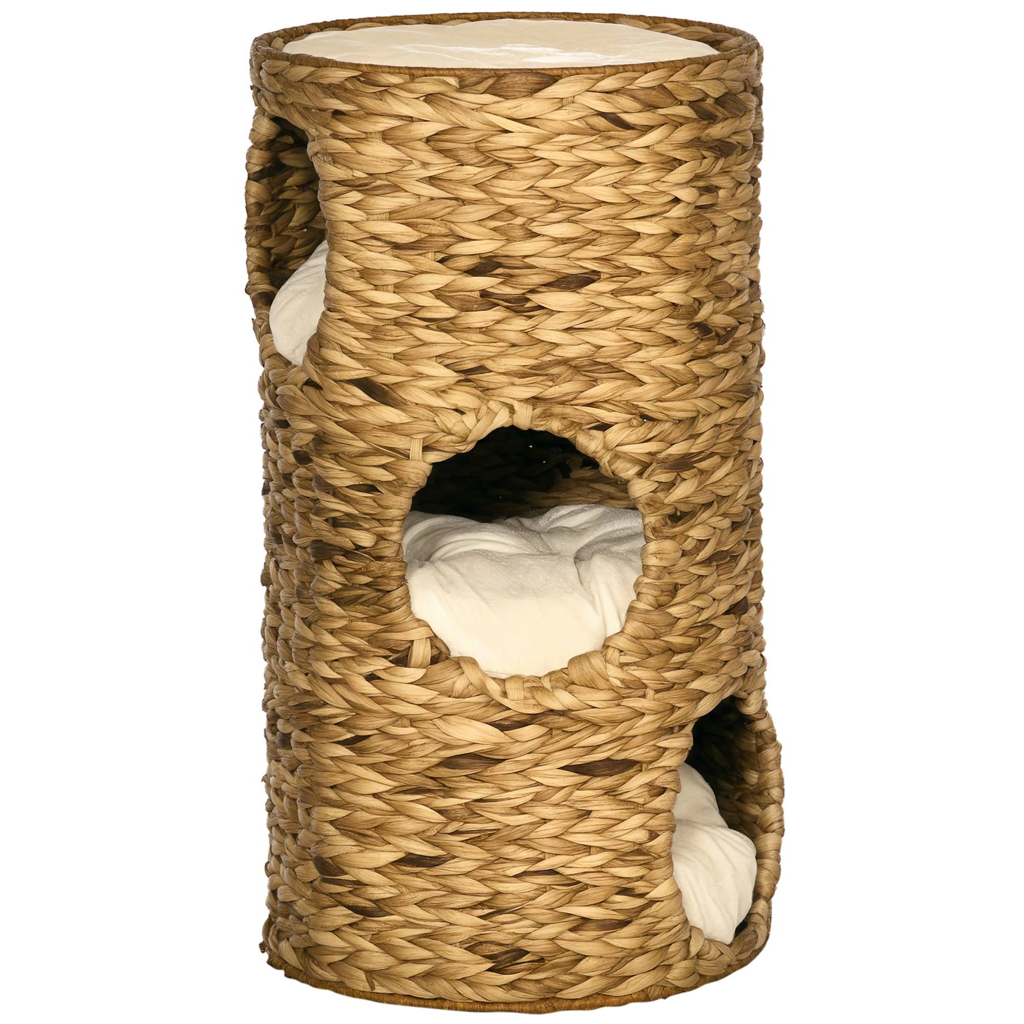 ComfortXL - Tour à griffer pour chat en jacinthe d'eau et acier marron clair Ø 40 x 73 cm avec 3 niches et coussins - Image 2