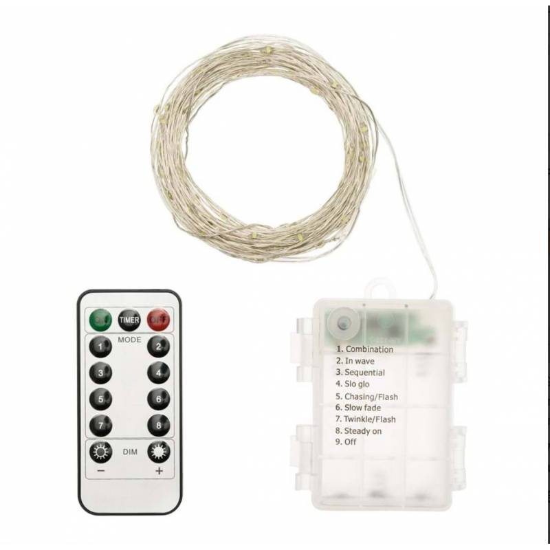 Lotti - Guirlande piles 10M 100 micro led bland froid dimmable animée télécommande extérieur Lotti - Imagen 2