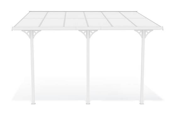 Cazeboo Pergola/Carport adossée 12m² KLEO 4x3 m blanc - toit terrasse en aluminium et polycarbonate - Image 4