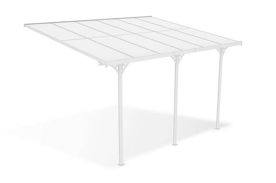 Cazeboo Pergola/Carport adossée 12m² KLEO 4x3 m blanc - toit terrasse en aluminium et polycarbonate - Image 3