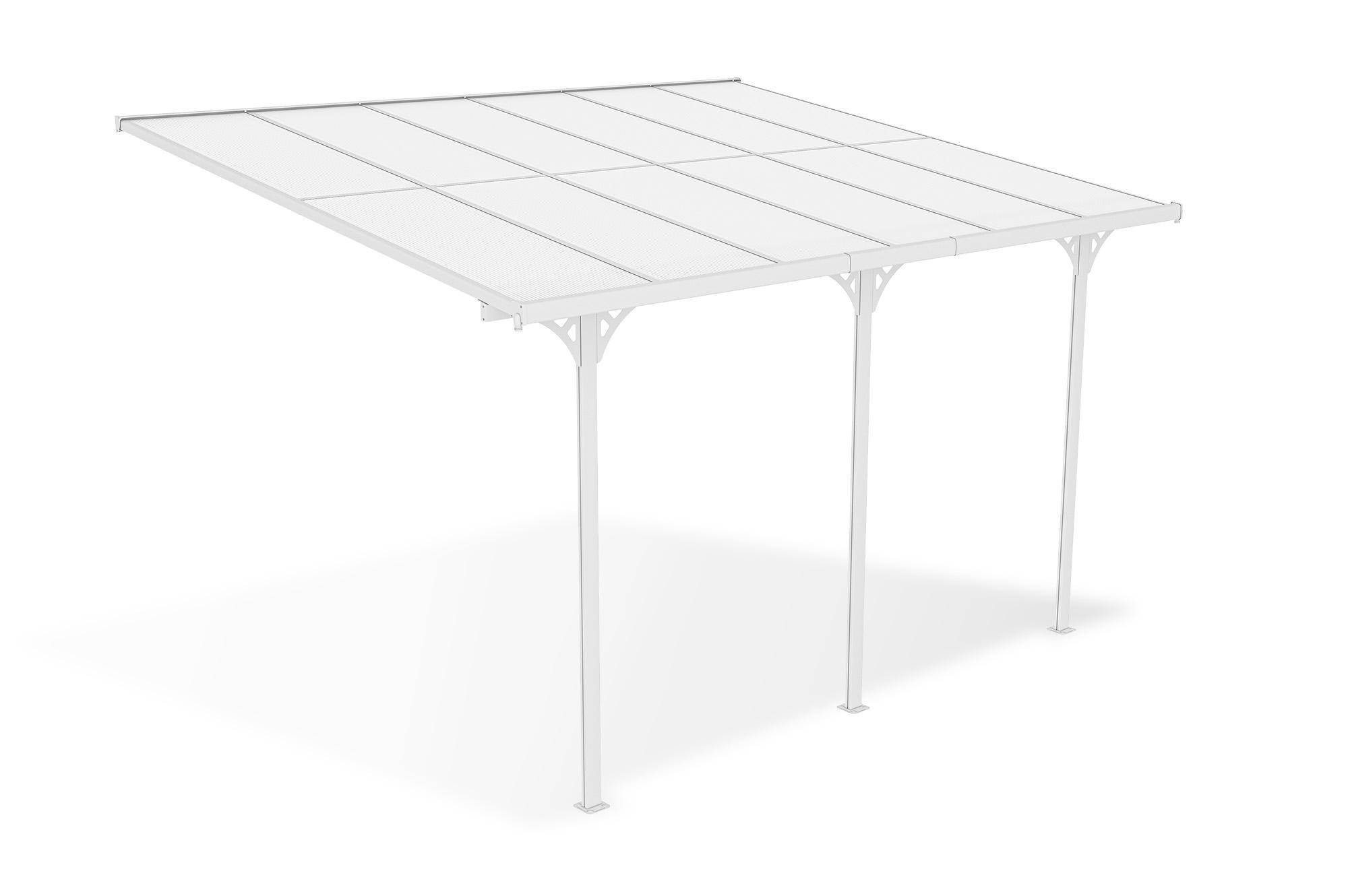 Cazeboo Pergola/Carport adossée 12m² KLEO 4x3 m blanc - toit terrasse en aluminium et polycarbonate - Image 3