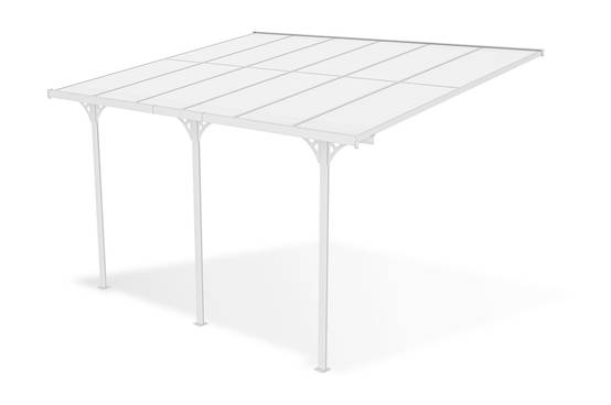 Cazeboo Pergola/Carport adossée 12m² KLEO 4x3 m blanc - toit terrasse en aluminium et polycarbonate - Image 5
