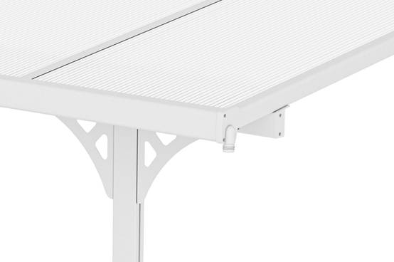 Cazeboo Pergola/Carport adossée 12m² KLEO 4x3 m blanc - toit terrasse en aluminium et polycarbonate - Image 6