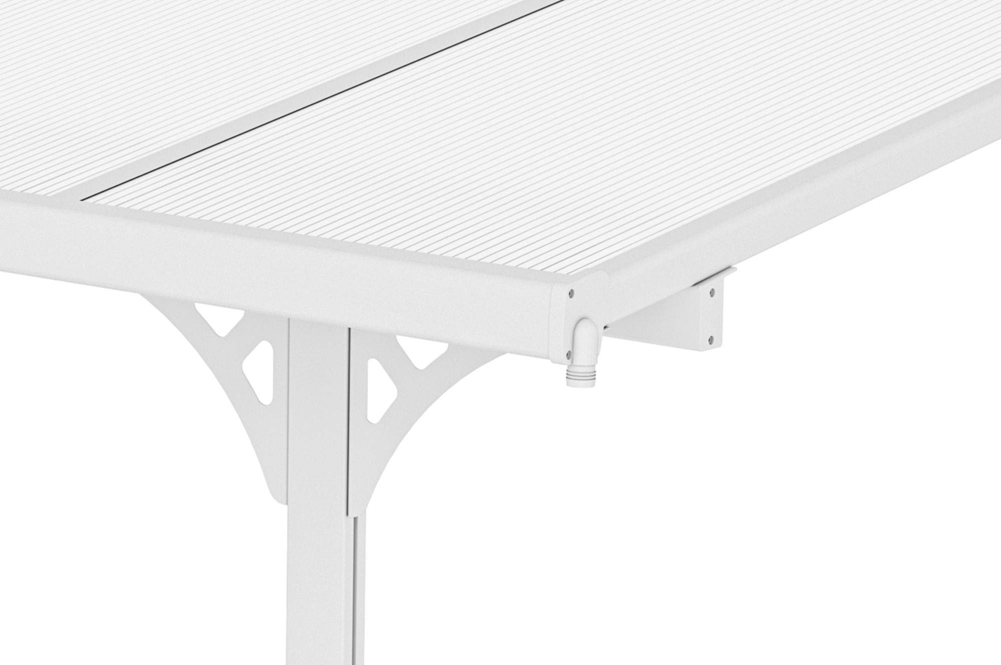Cazeboo Pergola/Carport adossée 12m² KLEO 4x3 m blanc - toit terrasse en aluminium et polycarbonate - Image 6