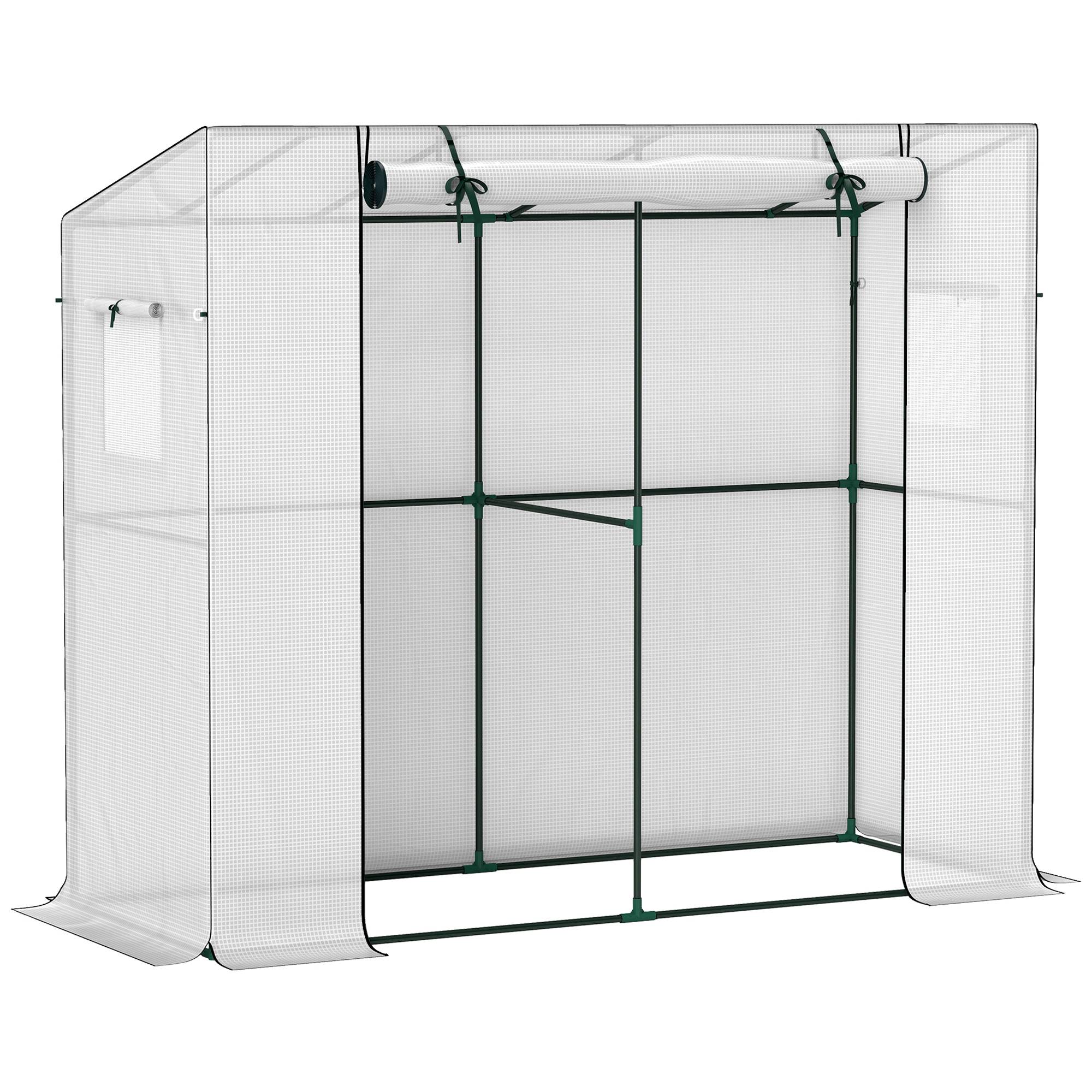 Serre adossée acier jardin balcons tomates protection UV aération 200x76x170cm blanc - ComfortXL Outdoor Living - Image 2