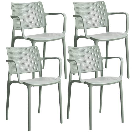 Oviala - Lot de 4 chaises de terrasse en plastique vert sauge Riga - Oviala - Image 1