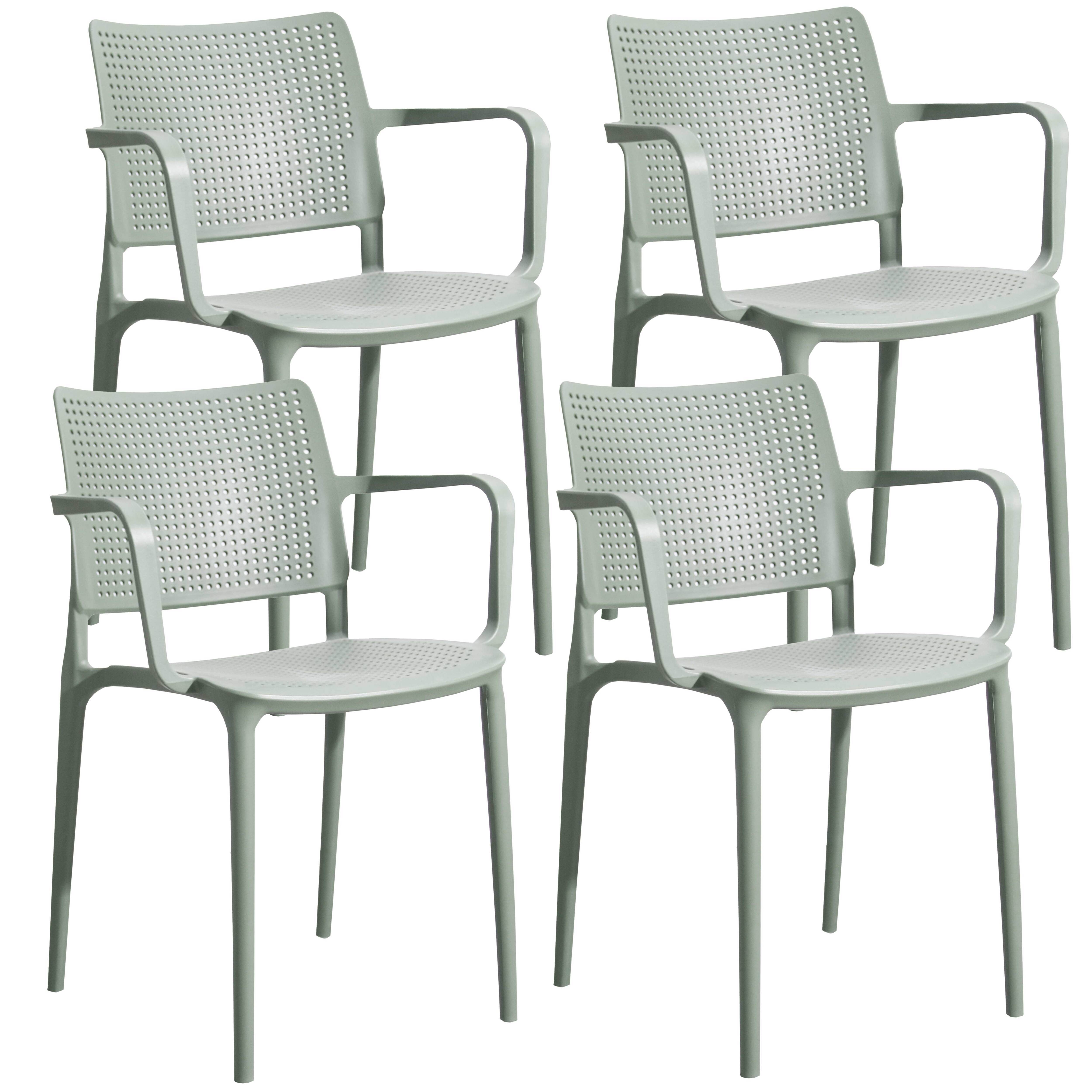 Oviala - Lot de 4 chaises de terrasse en plastique vert sauge Riga - Oviala - Image 1