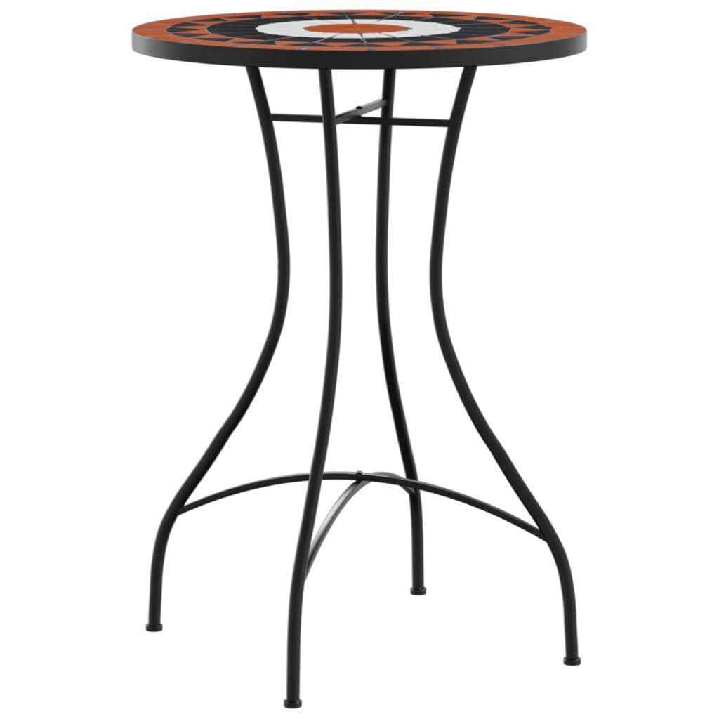 Petite Table de Jardin Ronde Ø50cm en Mosaïque Terracotta et Blanche, Pieds en Fer Forgé – ComfortXL Outdoor Living - Image 4