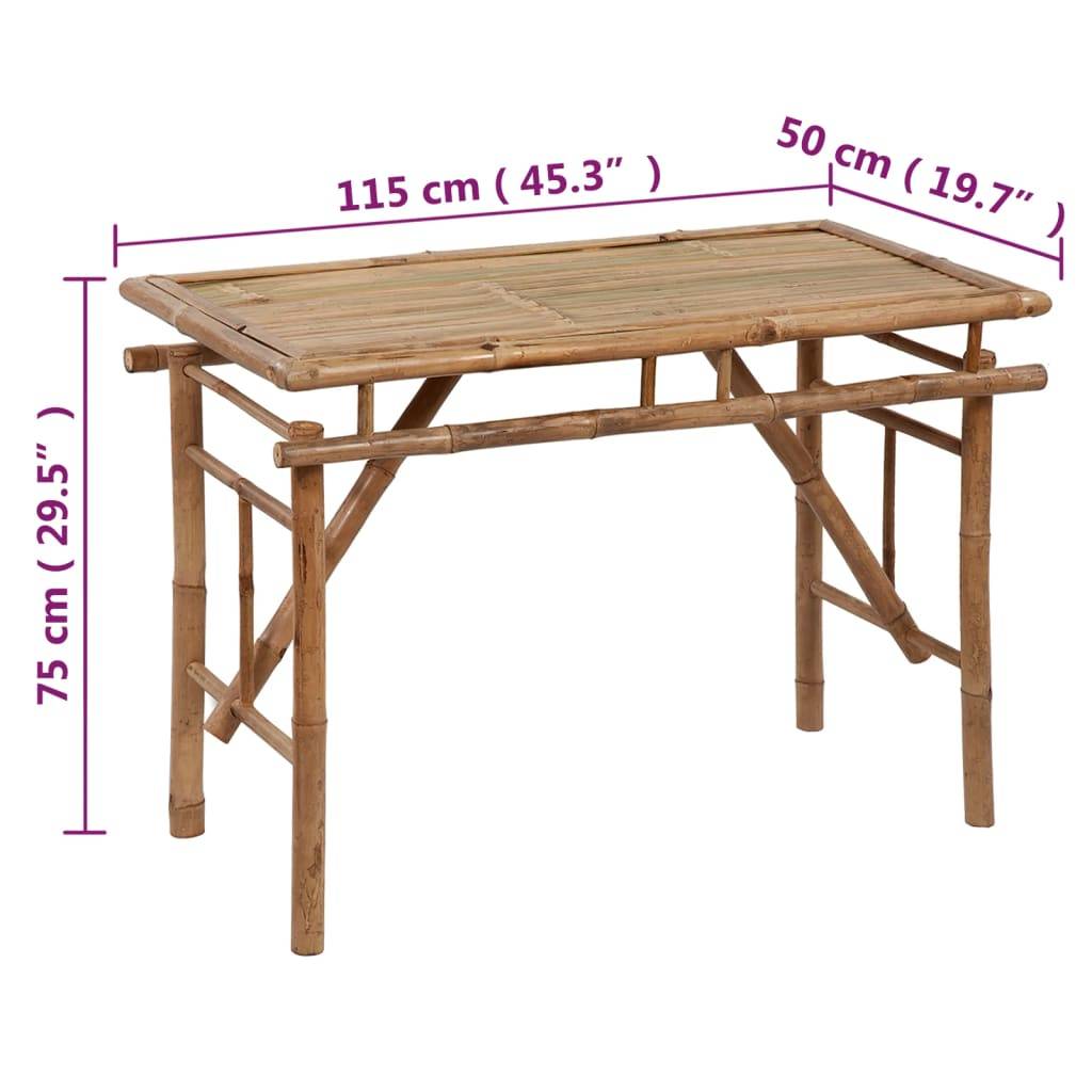 Table de Jardin Pliable en Bambou 115x50cm, Idéale Camping et Pique-Nique – ComfortXL Outdoor Living - Image 4