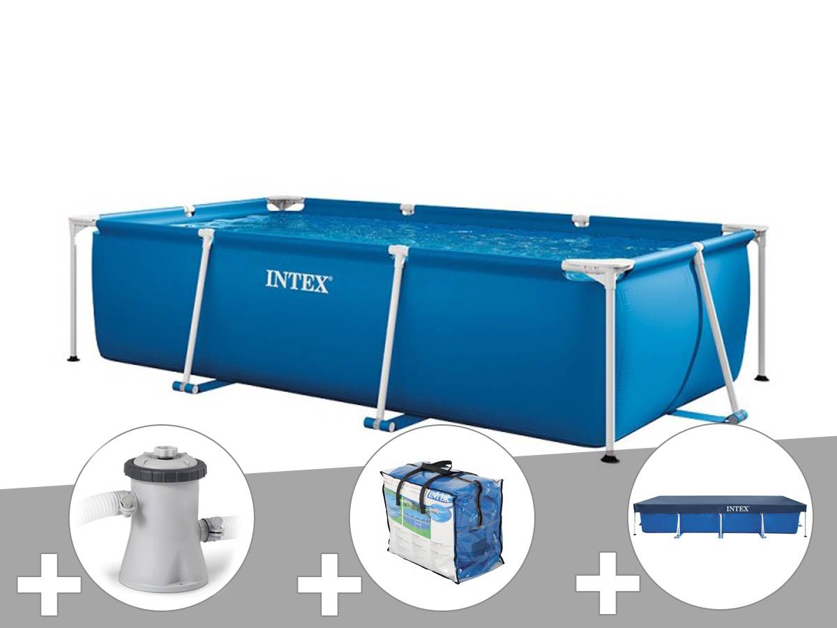 Kit piscine tubulaire rectangulaire Intex 3,00 x 2,00 x 0,75 m + Filtration à cartouche + Bâche de protection + Bâche à bulles - Imagen 1